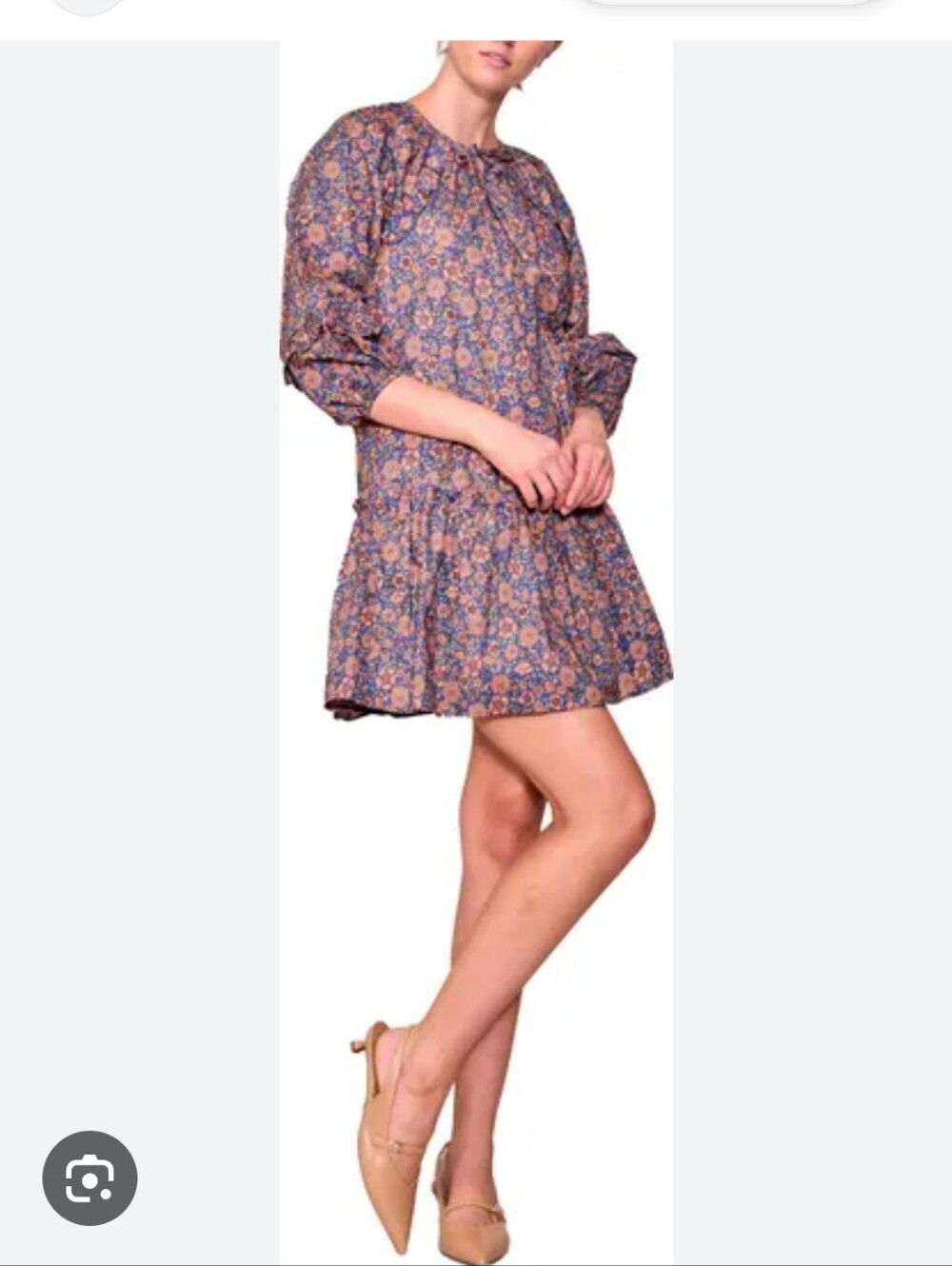 MELLODAY Navy Floral Long-Sleeve Ruffle Hem Midi Dress Size M
